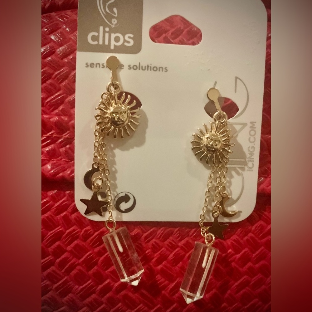 Vintage Celestial Clip Earrings